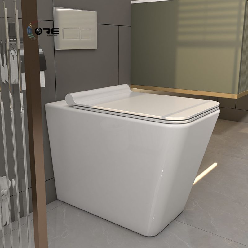 CoreMaroc Cuvette pour WC à poser + Abattant soft close + Plaque blanche 515x360x360mm - Image 3